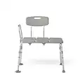 Medline Transfer Bench with Back, Gray, 1 Count (Pack of 1)