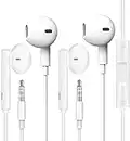 2 Pack Headphone Earphone Earbuds 3.5mm Wired Headphone Noise Isolating Earphones with Built-in Microphon Volume Control Compatible with iPhone 6 Plus SE 5S 4 Pod Pad Samsung Android MP3