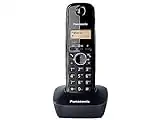 Panasonic KX-TG1611SPH - Teléfono Fijo Inalámbrico DECT, LCD, Identificador de Llamadas, Agenda de 50 Números, Tecla de Navegación, Alarma, Reloj, color Negro