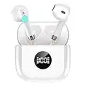 Wireless Earbuds, Bluetooth 5.3 Headphones in Ear HiFi Stereo, Mini Wireless Headphones with Noise Cancelling Microphone, 40H Playtime and LED Digital Display, IP7 Waterproof Wireless Earphones, White