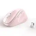 Ergonomic Wireless Mouse with USB Receiver for PC Computer, Laptop and Desktop, Ergo Mouse with Silent Clicks, About 16-Month Battery Life, Up to 1600 DPI & 1 AA Battery Powered (Not Included), Pink
