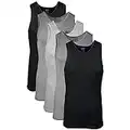 Gildan Men's A-shirt Tanks, Multipack, Style G1104, Black/Sport Grey/Charcoal (5-pack), Medium