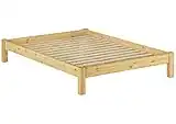 Erst-Holz® Doppelbett Massivholzbett Kiefer Natur 140x200 Futonbett Jugendbett Einzelbett Rollrost 60.35-14