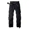 siyecaoo Herren Hosen Cargo Hose Multi Taschen Wanderhose Atmungsaktiv Outdoorhose Combat Tactical Hose Arbeitshose Reißverschluss Armee Militär Relaxed-Fit Trekkinghose Schwarz 36