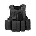 HUNTVP Gilet Tactique Armée Militaire Gilet Molle Airsoft Gilet pour Hommes Femmes Camping Randonnée Chasse À L'extérieur Cs Jeu (Type-1 Noir)