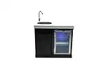 Mont Alpi MASF-BSS Black Stainless Steel Beverage Center Fridge Cabinet 2.7 Cubic Feet Wine Cooler Outdoor Rated Lockable Temperature Adjustable Refrigerator + Blue LED Lighting w/Granite Countertop