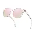 Myiaur Mirrored Sunglasses for Women, Sunglasses Polarized UV Protection, Classic Square Sunglasses for Outdoor Activities (Pink Frame/Pink Mirrored Polarized Lens)