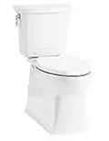 KOHLER 3814-0 Corbelle Comfort Height(R) elongated 1.28 gpf toilet with skirted trapway and Revolution 360 swirl flushing technology and left-hand trip lever (2 Piece), White