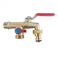 HQMPC Bibcock Double Output Garden Tap Double Outlet Garden Outdoor Tap Ball Valve Faucet Hose Fitting