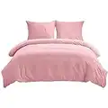 WAVVE Bettwäsche 155x220 3teilig Rosa - Bettbezüge 155 x 220 Sets mit 80x80 cm Kissenbezug, Bettwäsche Pink für Einzelbett, Weich Bettbezug mit Reißverschluss