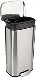 Amazon Basics 30 Liter / 7.9 Gallon Soft-Close, Smudge Resistant Trash Can with Foot Pedal - Brushed Stainless Steel, Satin Nickel Finish