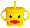 Taza para niños pequeños, taza de entrenamiento de silicona, taza de destete LED para bebés con doble mango, taza abierta para bebés, irrompible, 7 onzas, 6+ meses (taza+tapa)