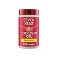 Seven Seas Cod Liver Oil Tablets With Omega-3, Fish Oil, One A Day, 4 Months Supply (120 Capsules), EPA & DHA, With High Strength Vitamin D & A