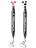 Go Ho 2PCS Eyeliner Stamps,Black&Red Eyeliner Heart Stamp Eyeliner for Love Gift Fun Makeup,Double-side Long-lasting Waterproof Perfect Wing Cat Eyes Stamp Eyeliner,Liquid Eyeliner Colorful Set Wingliner Shapes