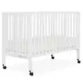 Dream On Me Quinn Full-Size Folding Crib In White, Removeable Wheels, Modern Nursey, Adjustable Mattress Support, Portable Crib, Patented Folding System