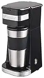 Bestron Cafetera con vaso térmico, para café de filtro molido, 2 tazas grandes, 750 W, acero inoxidable, color: negro