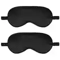 2Pack Silk Sleep Mask,IEKEODI Eye Mask for Sleeping,Elastic Blackout Eye Mask & Blindfold for Full Night's Sleep,Travel and Nap(Black)