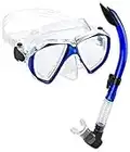 Phantom Aquatics Velocity Scuba Snorkeling Mask Snorkel Set, Blue