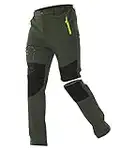 Zoerea Pantaloni Trekking Uomo Asciugare Rapidamente Traspiranti Convertibile Pantaloncini Primavera Estate Sottile All'aperto Alpinismo Escursionismo Calzoni (M, Verde)