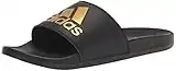 adidas Unisex Adilette Comfort Slide Sandal, Black/Gold Metallic/Black, 11 US Women