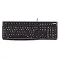 Logitech K120 Clavier Filaire pour Windows, USB Plug-and-Play, Taille Standard, Résistant Eclaboussures, Barre D'Espacement Incurvée, Compatible PC, Ordinateur Portable, Clavier Français AZERTY - Noir