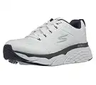 Skechers Men's Max Cushioning Elite Lucid-Athletic Leather Cross-Training Tennis Shoe Sneaker, White/Navy, 10.5