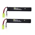 Fytoo 2PCS 3S 11.1V 2000mAh 5020120 Lithium Battery with Mini Odamiya Connector, Suitable for M4, Crane Stock, M110, G36, M14, L85, AUG, G3, Upgrade Modification Toy Electric Gun Airsoft Rifle