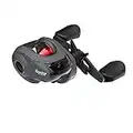 Quantum Invade Baitcast Fishing Reel, Size 100 Reel, Left-Hand Retrieve, Oversized Handle Knobs, Zero-Friction Pinion, Lightweight Graphite Frame, Dark Gray