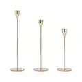 MorNon Set of 3 Candle Holders for Taper Candles, Gold Candle Stick Holders Set, Modern Decorative Candlestick Holder for Wedding, Table, Mantel, Dinning, Party, Housewarming Gift