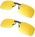 BLUE CUT Clip on Polarized Night Vision, Driving Sunglasses UV 400 Blocker To Wear Over Prescription Glasses