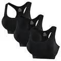 CARETOO Sport BH Damen Push Up Klassische Comfort Sport Frauen Atmungsaktiv Bustier Gepolstert Seamless Sports Bras Set Ohne Bügel Joggen Yoga Fitness (Schwarz + schwarz + schwarz, M)