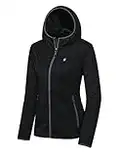 Little Donkey Andy Women's Lightweight Hooded Softshell Jacket for Running Travel Hiking, Windproof, Water Repellent Black Size XL