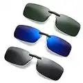 3 Stück Myopie Sonnenbrille Polarisierte Clip, Polarisierte Glas Sonnenbrille Klipp, Polarisationsbrill Clip, Fahrer Brille Clip, Sonnenbrille Clip Herren Dame, für Im Freien, Angeln, Radfahren