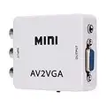 Mini VGA to Video Converter, Composite AV to VGA Adapter, TV SetTop Box Audio Video Converter (White)