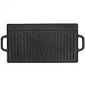 BBQ-TORO Gusseisen Grillplatte mit Griffe, 51 x 24 cm, Wende-Grillplatte, voreingebrannt