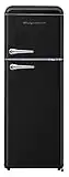 FRIGIDAIRE EFR756-BLACK EFR756, 2 Door Apartment Size Retro Refrigerator with Top Freezer, Chrome Handles, 7.5 cu ft, Black