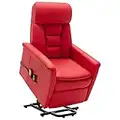 vidaXL Sillón de Masaje Reclinable Ajustable Reposapiés Silla Sofá Asiento Sala de Estar Oficina Mueble Elevable Ergonómico de Cuero Sintético Rojo