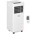 HOMCOM 4-In-1 Portable Air Conditioner, White Air Conditioning Unit, with Remote Control Wheels Cooling Dehumidifying Ventilating - 7000BTU