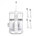 Waterpik White Sonic-Fusion Toothbrush and Heads (Set of 4). Brush and Floss at The Same Time. Soft Bristles Gently Brush While The Water Flosser Removes Plaque and Debris from Teeth and Gumline.