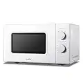 COMFEE' 700W 20L White Microwave Oven With 5 Cooking Power Levels, Quick Defrost Function, And Kitchen Manual Timer - Compact Design CM-M202CC(WH)