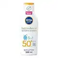 NIVEA SUN Kids Protect & Sensitive Sun Lotion (200ml) Sunscreen with SPF 50+, Kids Suncream for Sensitive Skin, Immediately Protects Against Sun Exposure