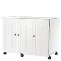 BOWERY HILL Engineered Wood Drop-Leaf Sewing or Craft Table in Soft White