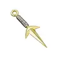 QISUO Ninja Hatake Sasuke Kakashi Namikaze Minato Metal Model,Mini Katana Cosplay Keychain Weapon? Gold 23.5cm