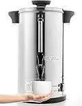 SYBO 2022 UPGRADE SR-CP-100B Commercial Grade Stainless Steel Percolate Coffee Maker Hot Water Urn for Catering, 100-Cup 16 L, Metallic