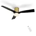 SMAAIR 52 Inch Smart Ceiling Fan with Dimmable Light Kit 10-speed DC Motor Works with Remote Control/Alexa/Google Assistant/Siri Timer, Schedule (52 Inch, Gold/Black)