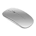 Uiosmuph Q5 Ratón Inalámbrico Recargable, Mouse Wireless 2.4G Mute de Mouse Inalambrico, Ultra Delgado,1600 dpi Ajustable para Portatil/Computadora/Windows/Linux/Vista/PC/Mac (Plata)