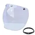 Bubble Shield for Motorcycle Helmet, Motorcycle Bubble Visor Wind Shield Lens Universal for Standard 3-Snap Open Face Helmets, Anti Fog Button Flip Up Down(Transparent)