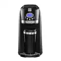 Innoteck Travel Filter Coffee Maker Grind and Brew 2 in 1 On-The-Go Automatic Coffee Machine with Stainless Steel Thermo Travel Mug, Black/Chrome, DS-5907