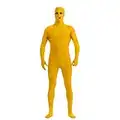 Yuanu Unisexo Cosplay Etapa Rendimiento Traje Color Sólido Segunda Piel Traje Zentai Mono Exponiendo Ojos Y Boca Amarillo 2XL