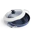 Blue Diamond Cookware Diamond Infused Ceramic Nonstick 11" Grill Genie Pan with Lid PFAS-Free Dishwasher Safe Oven Safe Blue